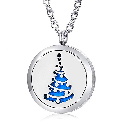 Collar Difusor De Aceite Esencial De Aromaterapia 30Mm Silver Magnetic Aroma Locket 316L Difusor De Aceites Esenciales Collar Perfume Locket Jewelry