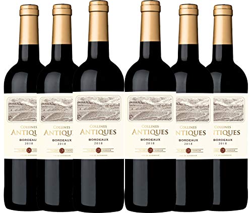 Collines Antiques - Vino denominación de origen controlada Burdeos, añada 2018, (6 botellas de 750 ml)
