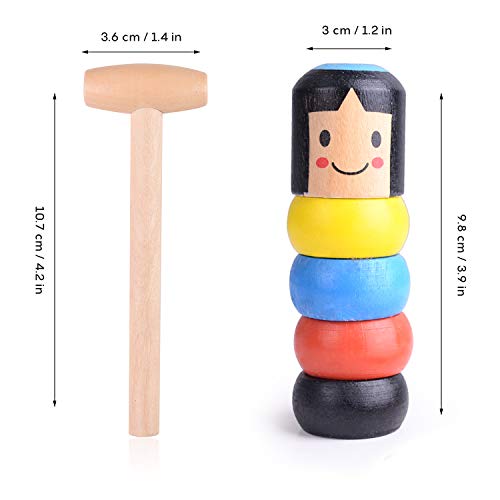 Colmanda Juguete Mágico de Hombre Wooden Man Daruma Stage Magic Props Halloween Magic Tricks Estilo Japonés Inmortal Marioneta para Niños y Adultos