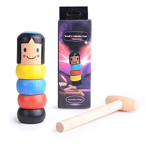 Colmanda Juguete Mágico de Hombre Wooden Man Daruma Stage Magic Props Halloween Magic Tricks Estilo Japonés Inmortal Marioneta para Niños y Adultos