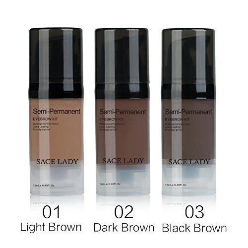 Colores de Cejas Cejas Duraderas Gel de Cejas Tinte de Cejas Líquido de Tres Colores, con Cepillo de Cejas, Resistente al Agua, Duradero, no es Fácil de Descolorar 12 ml