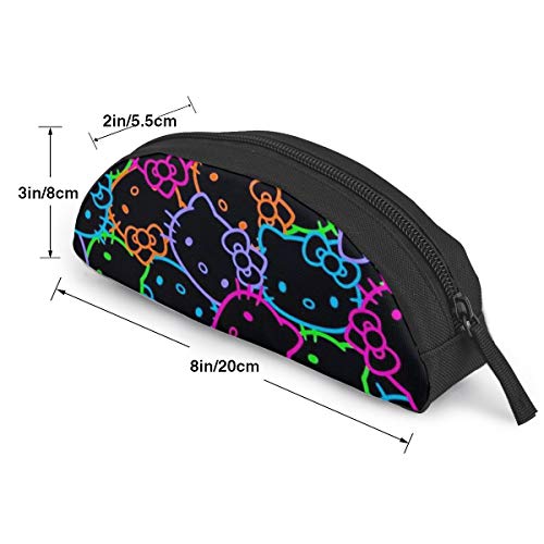 Colorido estuche de Hello Kitty Head para lápices con bolsillo grande y cremallera semicircular de tela, maquillaje escolar