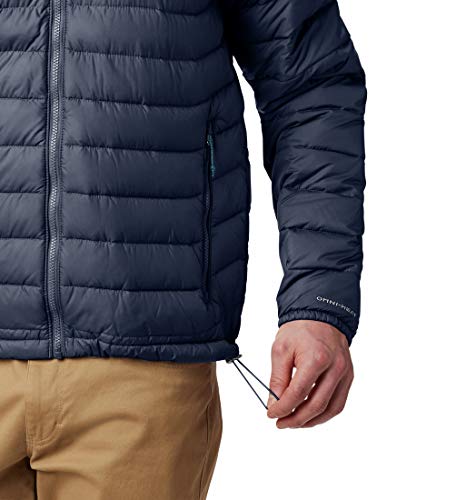 Columbia Powder Lite Hooded Chaqueta De Plumón Con Capucha, Hombre, Azul (Navy), Talla S