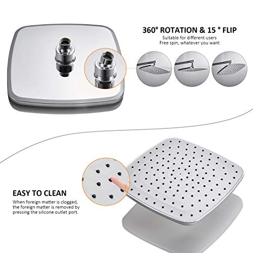 Columna de Ducha sin Grifo, WOOHSE Conjunto de Ducha con 3 Tipos Ducha de Mano Set de Ducha Giratoria de 360° con Barra Ajustable 83-137cm Sistema de Ducha de Lluvia Agua Fría y Caliente para Baño