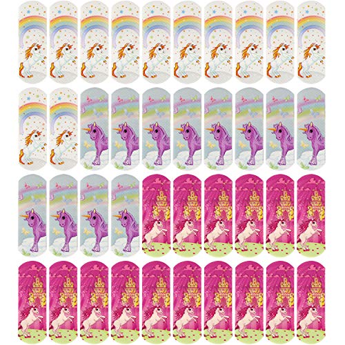 com-four® 40x Parche para niños con Motivos de Unicornio - Tiras de Yeso Repelente al Agua y clínicamente Probado, 57 x 19 mm