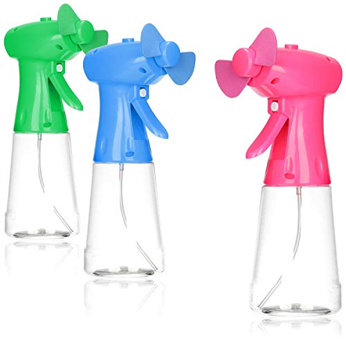 com-four® Botella de Spray con Ventilador 3X, Ventilador para niños, rociador de Agua para refrescarse en Verano, Spray de Mini Ventilador Manual