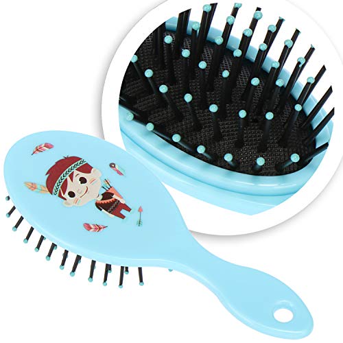 com-four® Set de Viaje de 5 Piezas para niños: Bolsa de Transporte con Taza de Cepillo de Dientes, Estuche de Cepillo de Dientes, Peine y Cepillo para niños (Indio con Bolsa/Azul - 05 Piezas)