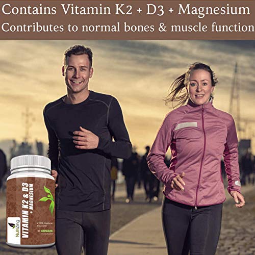 Combo 3 en 1: Vitaminas K2, D3 y Magnesio | Vitamina D3 3000IU, Vitamina K2 MK-7 150mcg, Magnesio 20mg | Apoya la absorción de calcio y los huesos normales | Fórmula de Alta Potencia por NutriZing