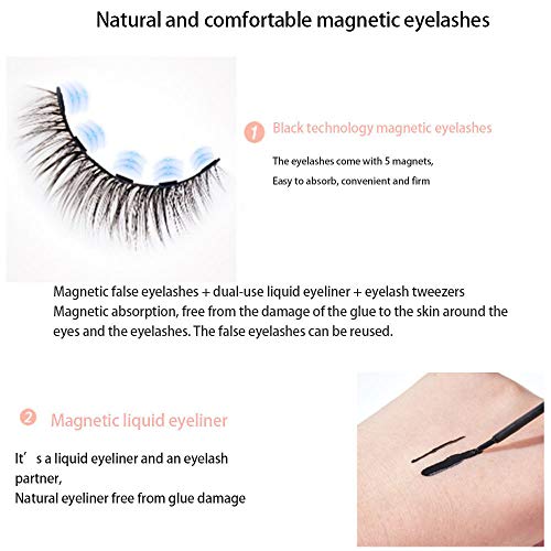Comet PestañAs Postizas 3 Pares De Delineador De Ojos LíQuido MagnéTico 3D Juego De PestañAs CosméTicos para PestañAs con ImáN