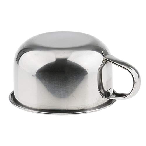 COMEYOU Taza de brocha de Afeitar para Hombre Bol Barbero de Acero Inoxidable Brillo de Metal Barba de jabón Taza de jabón de Afeitar Tazones 8cm