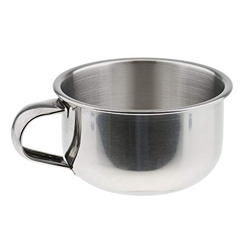 COMEYOU Taza de brocha de Afeitar para Hombre Bol Barbero de Acero Inoxidable Brillo de Metal Barba de jabón Taza de jabón de Afeitar Tazones 8cm