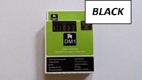Compatible con DYMO D1 Series, cinta de etiquetado estándar. 43613 - Rollo de plástico adhesivo (6 mm x 7 m), color negro y blanco