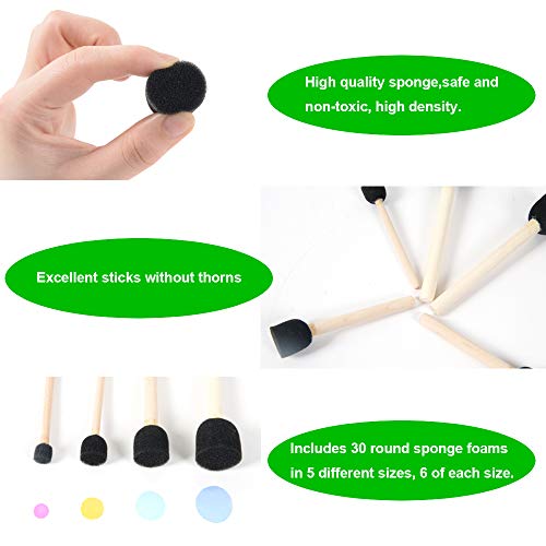 CONDA Juego de 50 brochas de espuma de diferentes tamaños de 0,5 a 5,08 cm, juego de brochas de pintura con mango de madera, ligero, duradero, ideal para acrílicos, manchas, barnices, manualidades