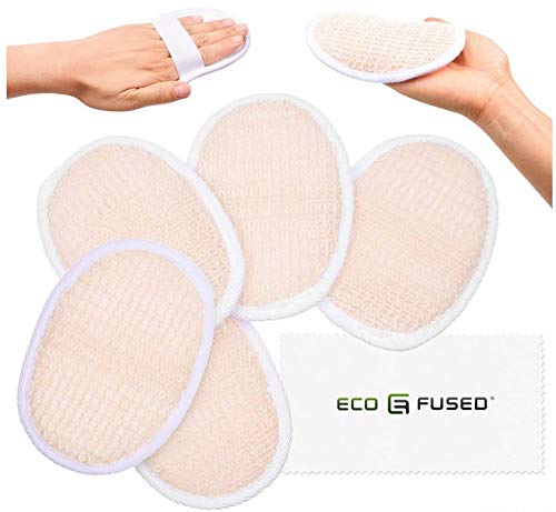 Conjunto de 2 Esponjas de Lufa y 3 Discos de Lufa - Esponjas Abrasivas Exfoliantes - Lufa Natural - Producto Esencial para el Cuidado de la Piel - Para la Ducha/Tina - Textura Fibrosa