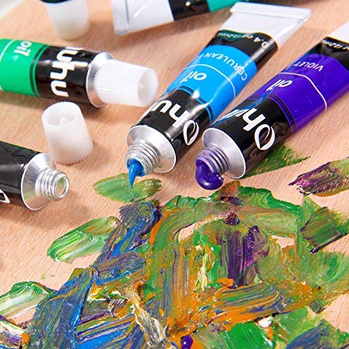 Conjunto de 36 colores de pinturas al óleo Ohuhu. Tintas a base de aceite, para técnica de pintura al óleo. 24 tubos x 12 ml. Gran regalo para el día de la madre o para uso escolar