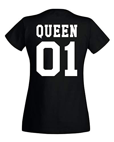 Conjunto de bodi y camiseta para mujer, hombre y bebé, diseño de King, Queen, Prince y Princess Queen / negro. M