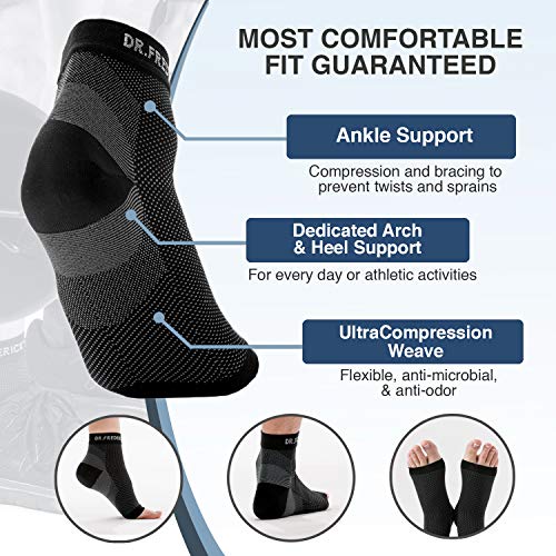 Conjunto de Calcetines para Fascitis Plantar con Soporte de Ultra-Compresión para los Tobillos de Dr. Frederick's Original - Soporte para Fascitis Plantar, Espolón Calcáneo, y Compresión de Tobillos