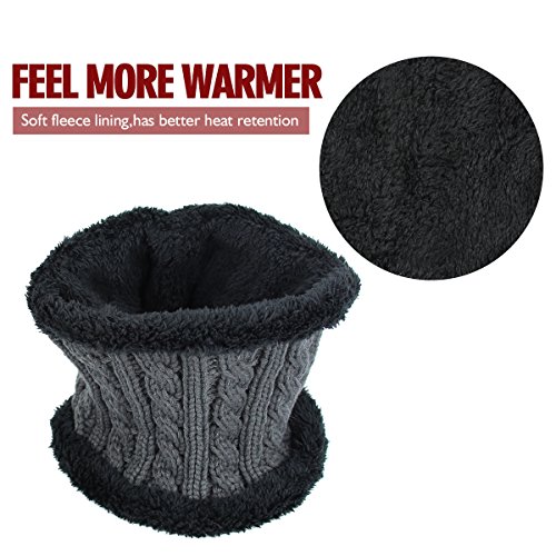 Conjunto de Sombrero y Bufanda, Hombre y Mujer Sombrero Caliente de Punto y Bufanda de Forro de Lana, 2 Piezas (50-60cm)