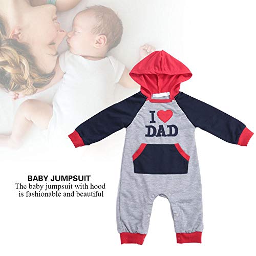 Conjunto de Traje Para Bebé I Love Mom/Dad Impresión Mono de Manga Larga 0-5Y Diseño de Arco Iris Más Dinámico Haz Que Tus Hijos Sean Más Adorables(Red, 80cm)