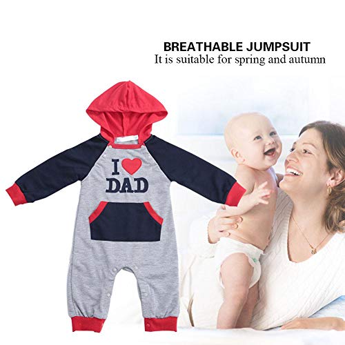 Conjunto de Traje Para Bebé I Love Mom/Dad Impresión Mono de Manga Larga 0-5Y Diseño de Arco Iris Más Dinámico Haz Que Tus Hijos Sean Más Adorables(Red, 80cm)