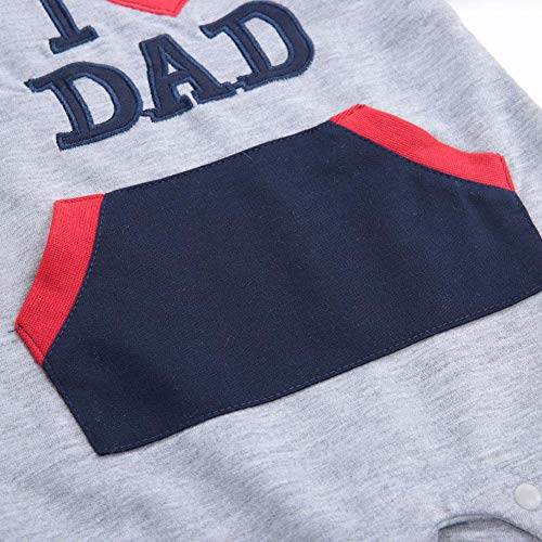 Conjunto de Traje Para Bebé I Love Mom/Dad Impresión Mono de Manga Larga 0-5Y Diseño de Arco Iris Más Dinámico Haz Que Tus Hijos Sean Más Adorables(Red, 80cm)