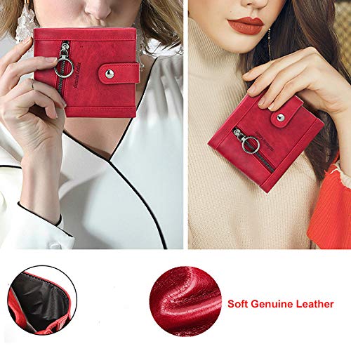 Contact's Cartera pequeña de Cuero Genuino para Mujer Portatarjetas RFID para Mujer Carteras para Mujer Monedero con Cierre de Moda Mujer   -Negro