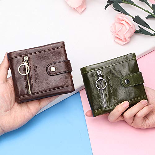 Contact's Cartera pequeña de Cuero Genuino para Mujer Portatarjetas RFID para Mujer Carteras para Mujer Monedero con Cierre de Moda Mujer   -Negro