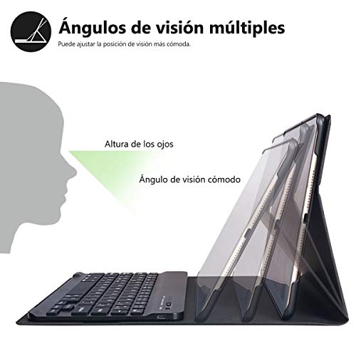 COO Funda con Teclado Español iPad 2018/2017, 9.7 Funda Ultraliviano con Teclado Bluetooth Inalámbrico para iPad Air 2/1, iPad 2018, iPad 2017, iPad Pro 9,7 con Soporte Multiángulo (Gris negro)