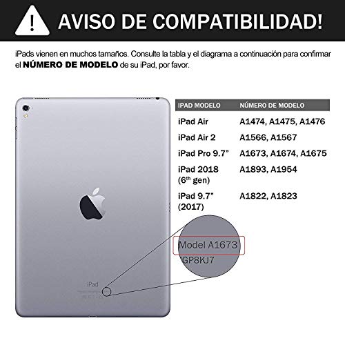 COO Funda con Teclado Español iPad 2018/2017, 9.7 Funda Ultraliviano con Teclado Bluetooth Inalámbrico para iPad Air 2/1, iPad 2018, iPad 2017, iPad Pro 9,7 con Soporte Multiángulo (Gris negro)