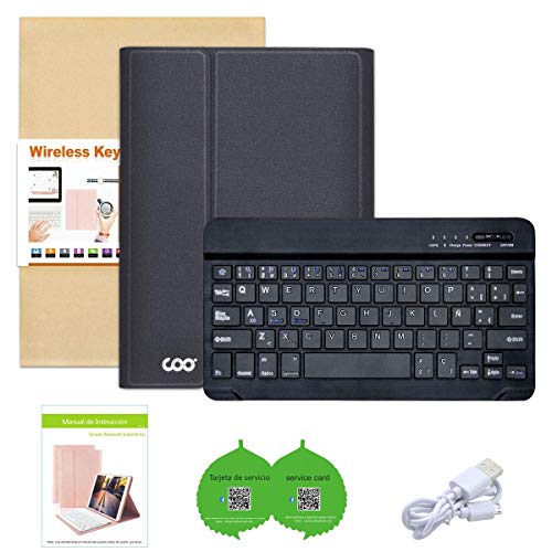 COO Funda con Teclado Español iPad 2018/2017, 9.7 Funda Ultraliviano con Teclado Bluetooth Inalámbrico para iPad Air 2/1, iPad 2018, iPad 2017, iPad Pro 9,7 con Soporte Multiángulo (Gris negro)