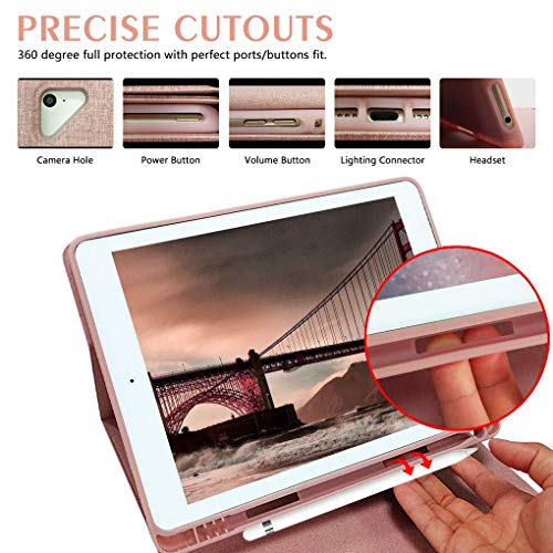 COO Funda Teclado iPad 9.7, Funda iPad 2018 con Ranura para Lápiz y Teclado Español (Incluye Letra Ñ) Bluetooth para iPad 2018/iPad 2017/iPad Pro 9.7/iPad Air 2/1 - Cubierta Magnética Delgada (Rosa)