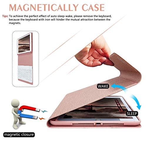 COO Funda Teclado iPad 9.7, Funda iPad 2018 con Ranura para Lápiz y Teclado Español (Incluye Letra Ñ) Bluetooth para iPad 2018/iPad 2017/iPad Pro 9.7/iPad Air 2/1 - Cubierta Magnética Delgada (Rosa)