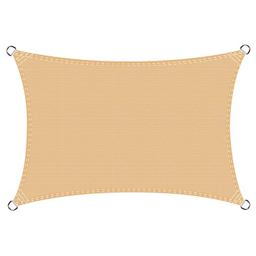 Cool Area Toldo Vela de Sombra Rectangular 2.5 x 3 Metros Protección Rayos UV, Resistente y Transpirable para Patio Exteriores Jardín, Color Arena