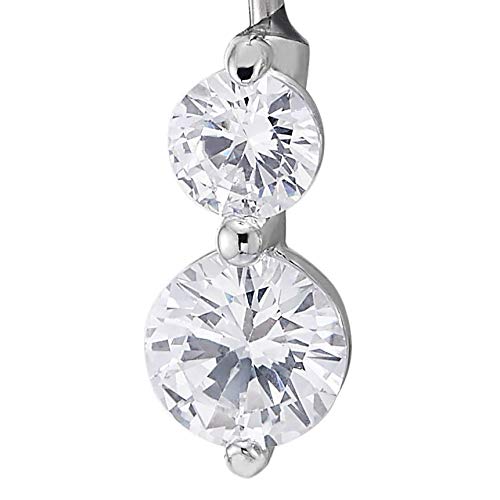 COOLSTEELANDBEYOND Gota Joyas para el Cuerpo Piercing Ombligo Vientre Botón Anillo Barbells con Dos Solitaire Zirconio Cúbico