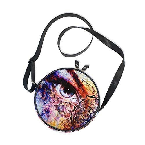 COOSUN Eye Oriental Mandala Ornamento Redondo Crossbody Bolso Bandolera Bandolera Bandolera Bolso Bolso Bolso Bolso Bolso Bolso Satchel Bolso de Hombro para Niños Mujeres