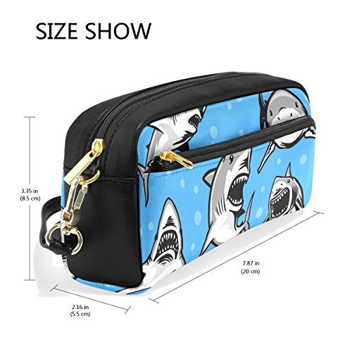 coosun gran tiburón blanco portátil piel sintética estuche escolar pluma bolsas papelería funda gran capacidad de maquillaje bolsa