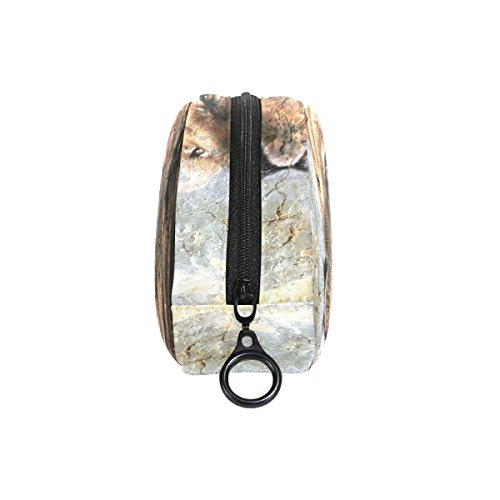 COOSUN Lion Head Estuche Semicircular Papelería Bolso Bolso Soporte Estuche Maquillaje Bolsa Cosmética para Mujer Niña