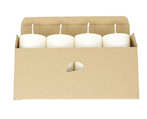 Coraz Home - Juego de 4 velas de velas, sin perfume, cera natural, sin parafina, 60 mm x 90 mm, cada vela de plástico libre en caja de papel kraft