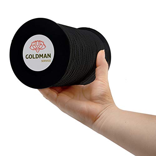 Cordón elástico redonda para costura Negro, 3mm de ancho, cuerda de goma para confección y manualidades. Rollo de cinta elástico para costura. (Negro)