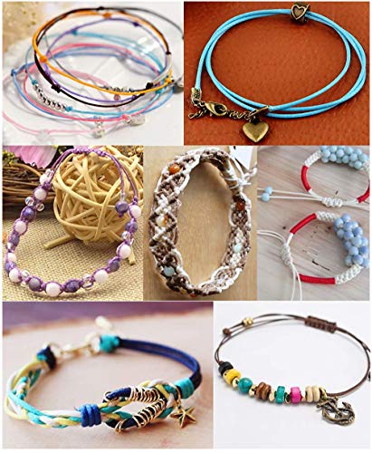 Cordón Encerado,Cera Trenzado 12 rollos 1mm Vistoso Hilo de Cuerda Cuerdas para Collar DIY Collar Pulsera Fabricación de Artesanía 120m