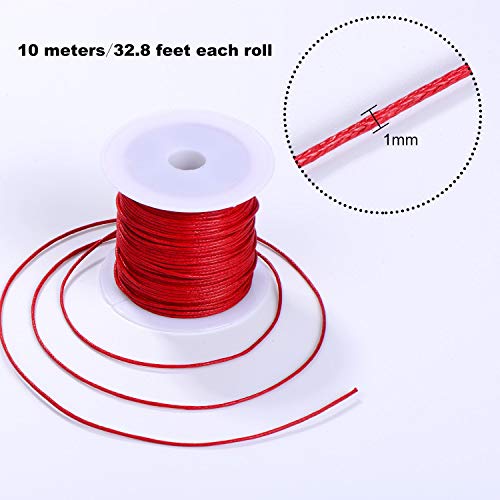 Cordón Encerado,Cera Trenzado 12 rollos 1mm Vistoso Hilo de Cuerda Cuerdas para Collar DIY Collar Pulsera Fabricación de Artesanía 120m