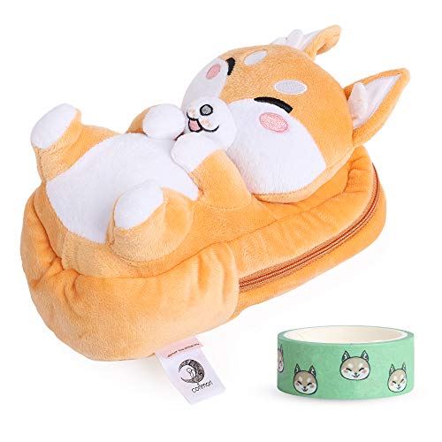 corimori Estuche Escolar (10+ Modelos) Animales De Peluche Niños, color akito el perro shiba inu (beis) (1845-006)