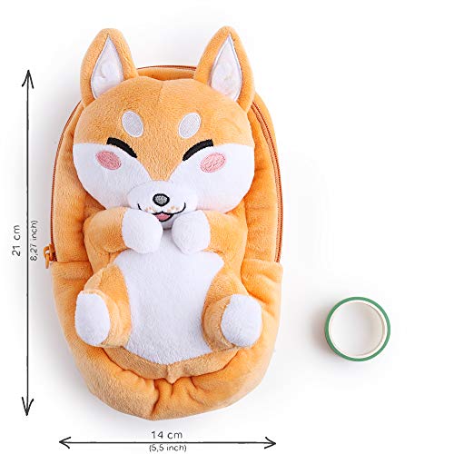 corimori Estuche Escolar (10+ Modelos) Animales De Peluche Niños, color akito el perro shiba inu (beis) (1845-006)