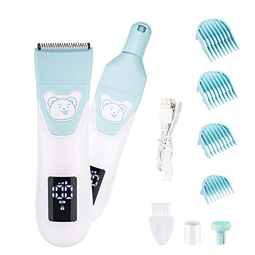 Cortapelos para Bebés y Lima para Uñas, Kit de Cortapelos y Cortaúñas para Niños Inalámbrico 2 en 1, con pantalla LCD, Kit de Corte de Cabello Eléctrico para Bebés y Niños Pequeños