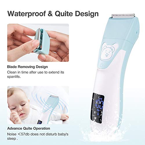 Cortapelos para Bebés y Lima para Uñas, Kit de Cortapelos y Cortaúñas para Niños Inalámbrico 2 en 1, con pantalla LCD, Kit de Corte de Cabello Eléctrico para Bebés y Niños Pequeños