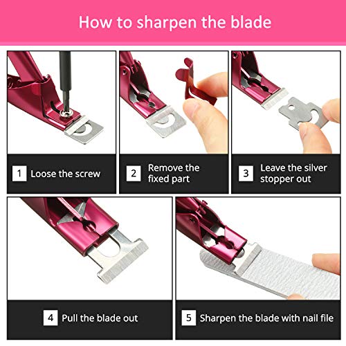 Cortaúñas Acrílico Cortador de Puntas de Uñas con Empujador de Cutícula Limpiador de Uñas de Cuchara y 2 Piezas Limas de Uñas Herramientas de Manicura para Uñas Artificiales