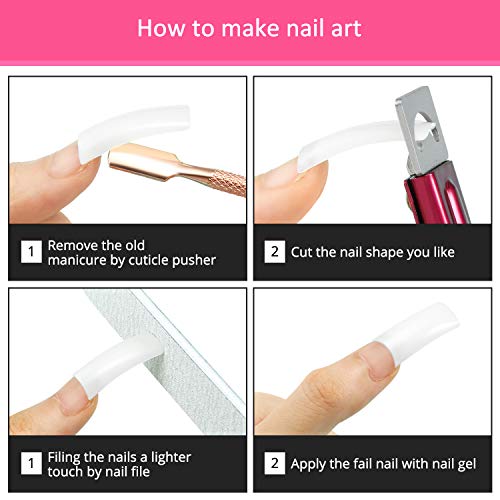 Cortaúñas Acrílico Cortador de Puntas de Uñas con Empujador de Cutícula Limpiador de Uñas de Cuchara y 2 Piezas Limas de Uñas Herramientas de Manicura para Uñas Artificiales