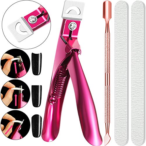 Cortaúñas Acrílico Cortador de Puntas de Uñas con Empujador de Cutícula Limpiador de Uñas de Cuchara y 2 Piezas Limas de Uñas Herramientas de Manicura para Uñas Artificiales