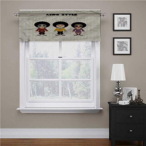 Cortina cenefa afro, estilo discoteca Funky People aislada térmicamente cortina cenefa simple, diseño clásico, 154 x 30 cm