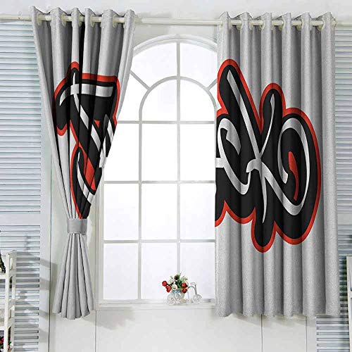 Cortina de aislamiento térmico Jack Graffiti estilo fuente nombre masculino Hip hop diseño urbano moderno tipografía térmica aislamiento trasero lengüeta W120x72L pulgadas bermellón negro y blanco